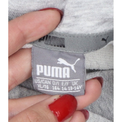 Puma Boys Grey Logo Pullover Hoodie 13-14 Years Hooded Sports Sweatshirt