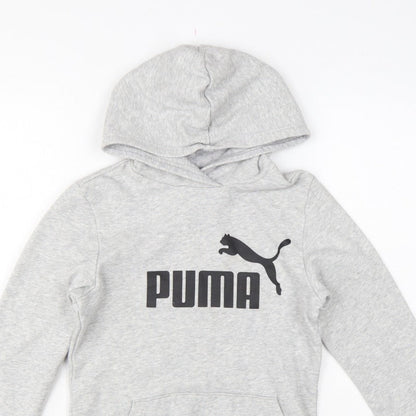 Puma Boys Grey Logo Pullover Hoodie 13-14 Years Hooded Sports Sweatshirt