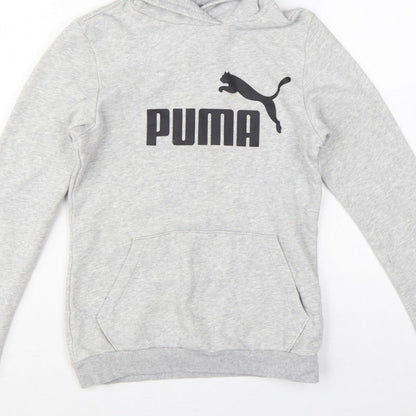 Puma Boys Grey Logo Pullover Hoodie 13-14 Years Hooded Sports Sweatshirt
