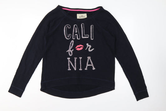 Hollister Women’s Black L Cali For Nia Graphic Fleece Pullover Sweatshirt