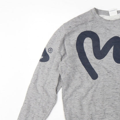 Money Men's Grey M Graphic Logo Crew Neck Pullover Sweatshirt