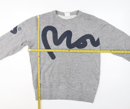 Money Men's Grey M Graphic Logo Crew Neck Pullover Sweatshirt
