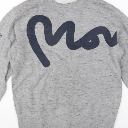Money Men's Grey M Graphic Logo Crew Neck Pullover Sweatshirt