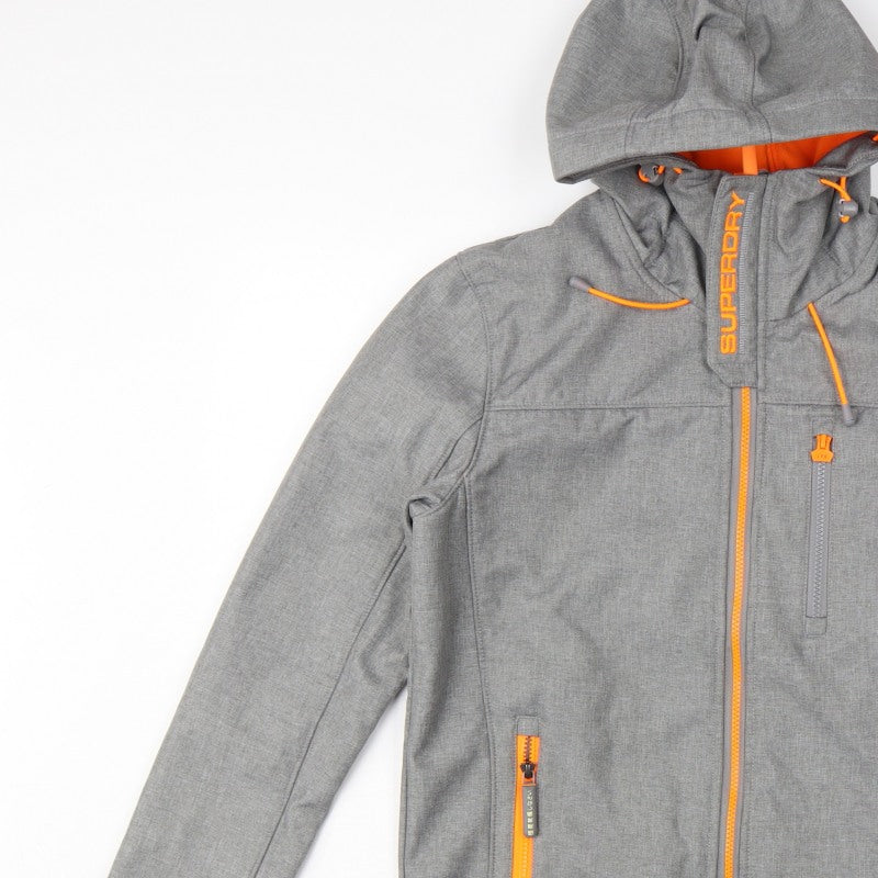 Superdry Men Grey M Windtrekker Hooded Softshell Windbreaker Jacket