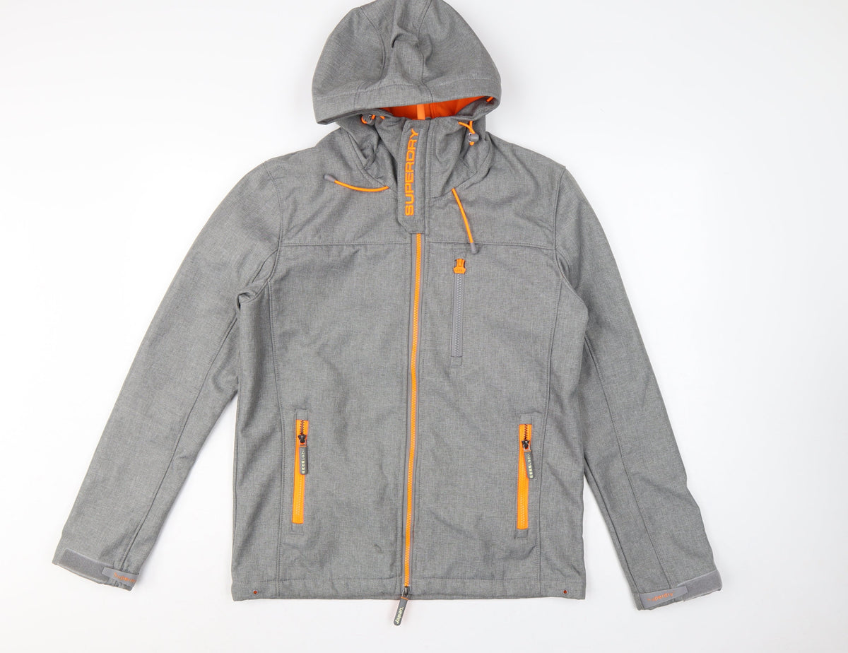 Superdry Men Grey M Windtrekker Hooded Softshell Windbreaker Jacket