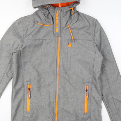 Superdry Men Grey M Windtrekker Hooded Softshell Windbreaker Jacket