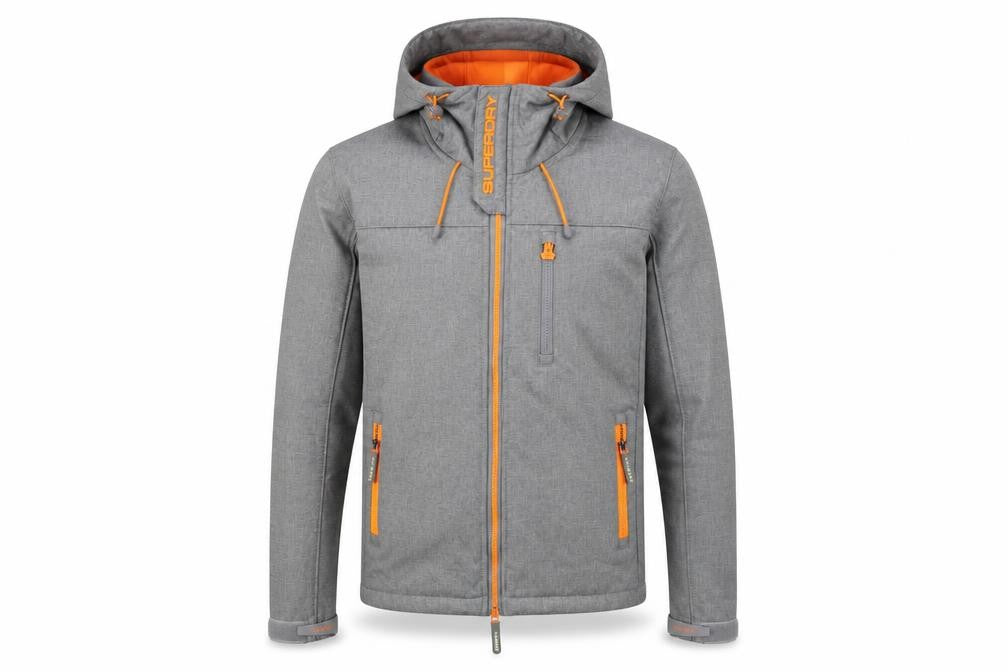 Superdry Men Grey M Windtrekker Hooded Softshell Windbreaker Jacket