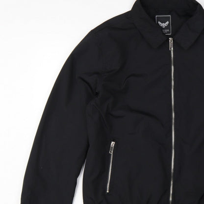Brave Soul Men’s Black L Bomber Jacket Collared Full Zip