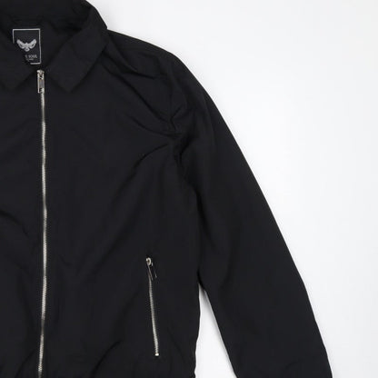 Brave Soul Men’s Black L Bomber Jacket Collared Full Zip