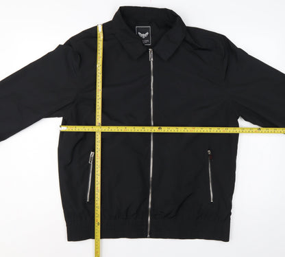 Brave Soul Men’s Black L Bomber Jacket Collared Full Zip