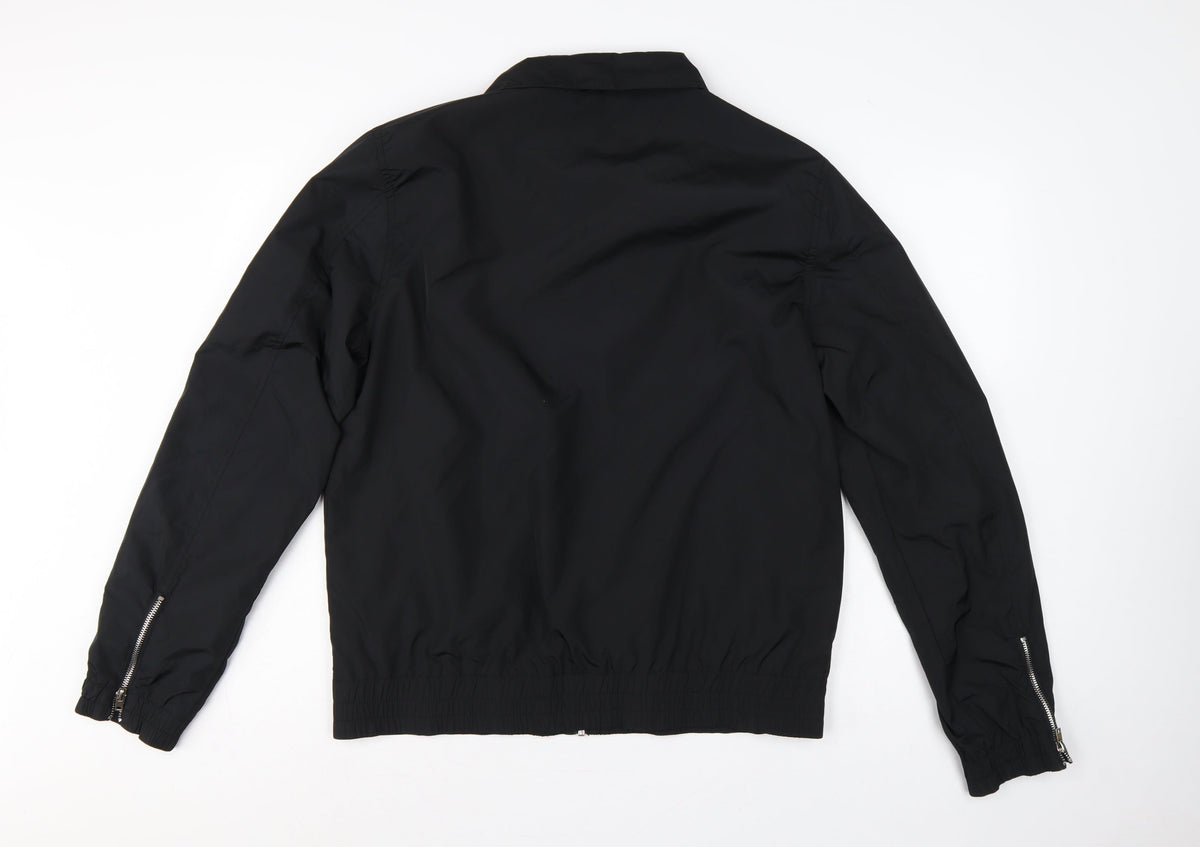 Brave Soul Men’s Black L Bomber Jacket Collared Full Zip