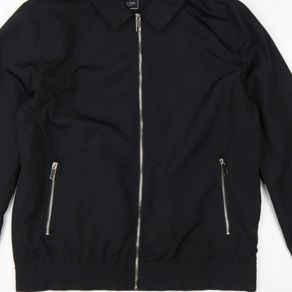 Brave Soul Men’s Black L Bomber Jacket Collared Full Zip