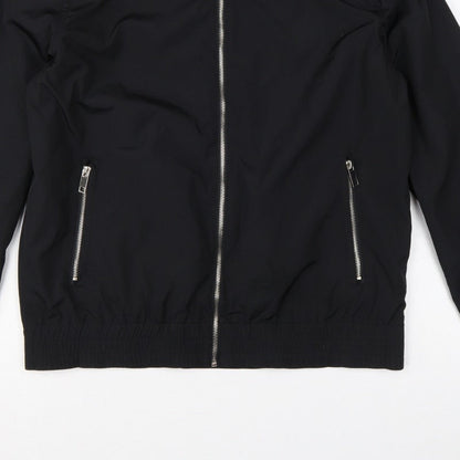 Brave Soul Men’s Black L Bomber Jacket Collared Full Zip