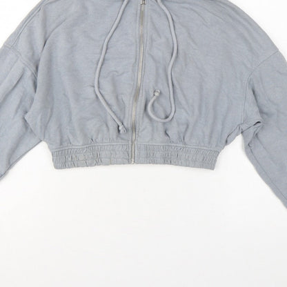H&M Divided Women Grey M Full Zip Cropped Hooded Hoodie