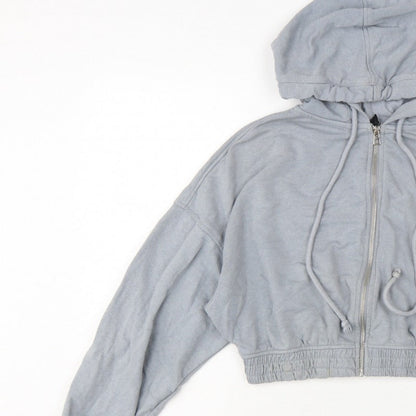 H&M Divided Women Grey M Full Zip Cropped Hooded Hoodie