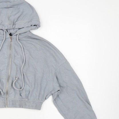 H&M Divided Women Grey M Full Zip Cropped Hooded Hoodie