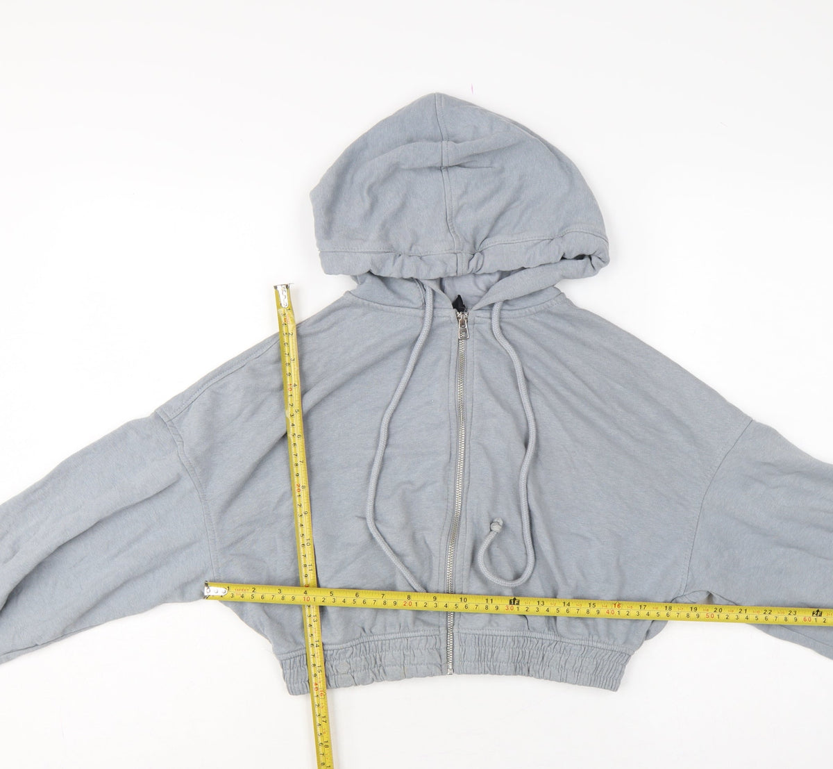 H&M Divided Women Grey M Full Zip Cropped Hooded Hoodie