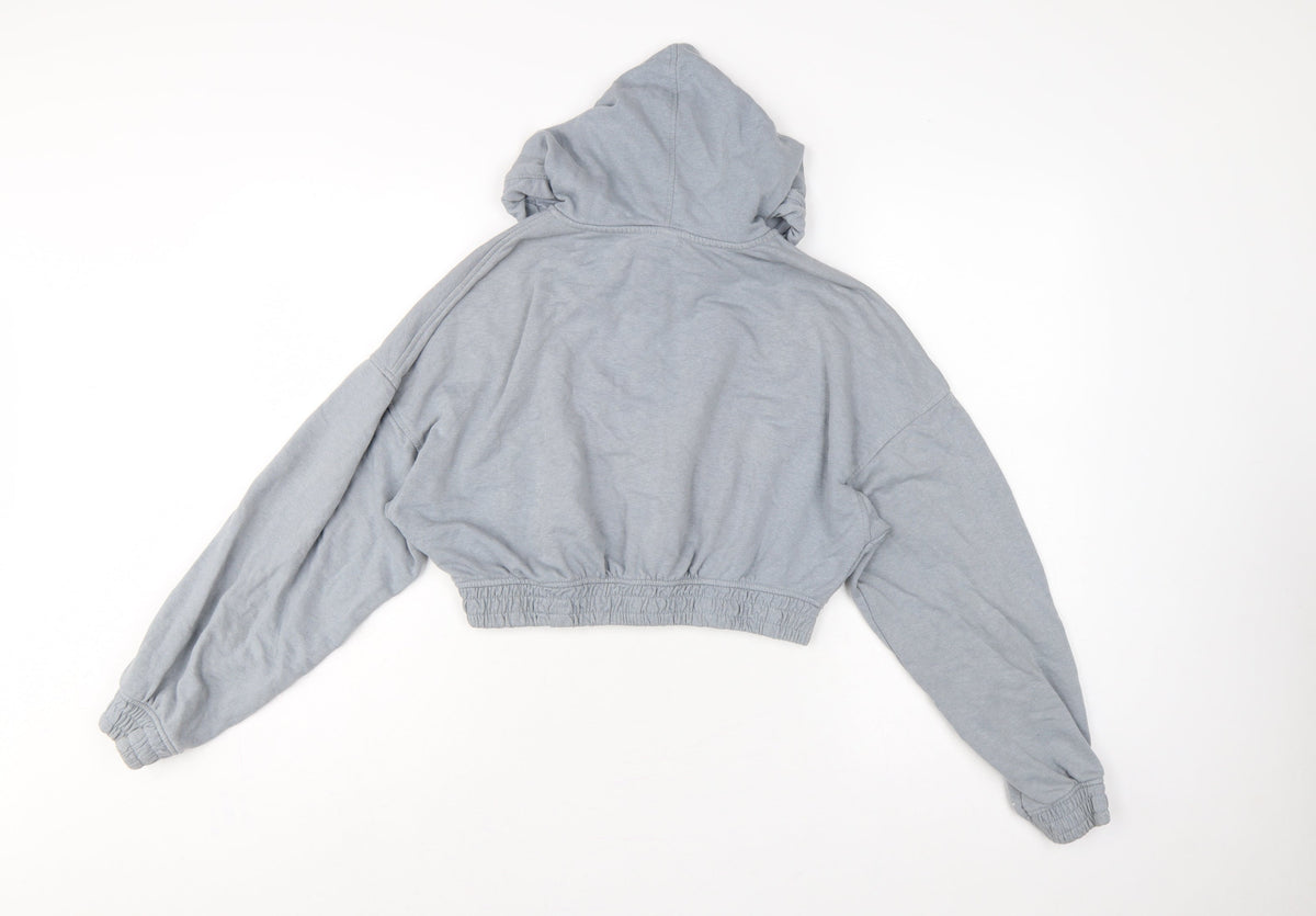 H&M Divided Women Grey M Full Zip Cropped Hooded Hoodie