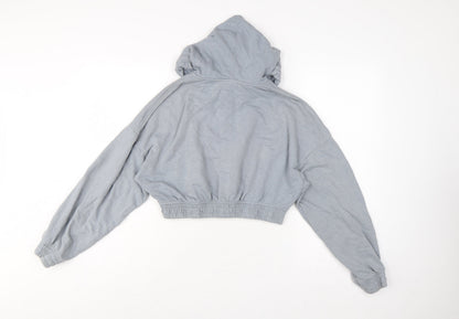 H&M Divided Women Grey M Full Zip Cropped Hooded Hoodie