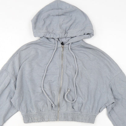 H&M Divided Women Grey M Full Zip Cropped Hooded Hoodie
