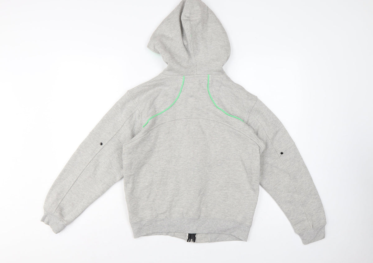 DL-Issue Boys Grey Full Zip Hoodie L Graphic Print Pockets