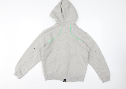 DL-Issue Boys Grey Full Zip Hoodie L Graphic Print Pockets