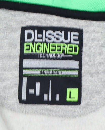 DL-Issue Boys Grey Full Zip Hoodie L Graphic Print Pockets