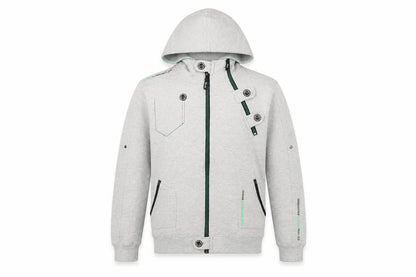 DL-Issue Boys Grey Full Zip Hoodie L Graphic Print Pockets