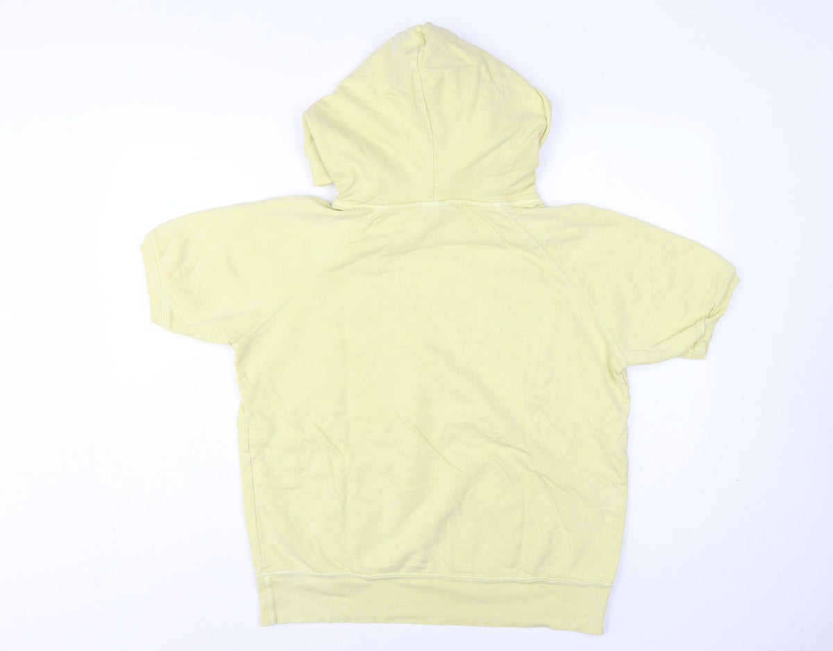 Gap Women's Yellow XL Short Sleeve Pullover Hoodie Kangaroo Pocket