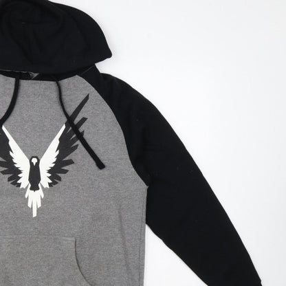 Maverick Logan Paul Men's Grey Black S Eagle Graphic Pullover Hoodie