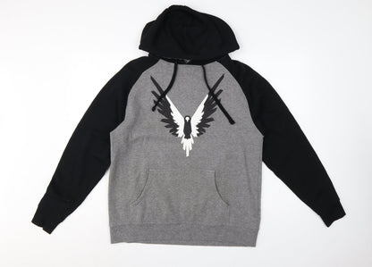 Maverick Logan Paul Men's Grey Black S Eagle Graphic Pullover Hoodie