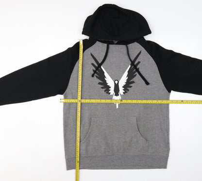 Maverick Logan Paul Men's Grey Black S Eagle Graphic Pullover Hoodie
