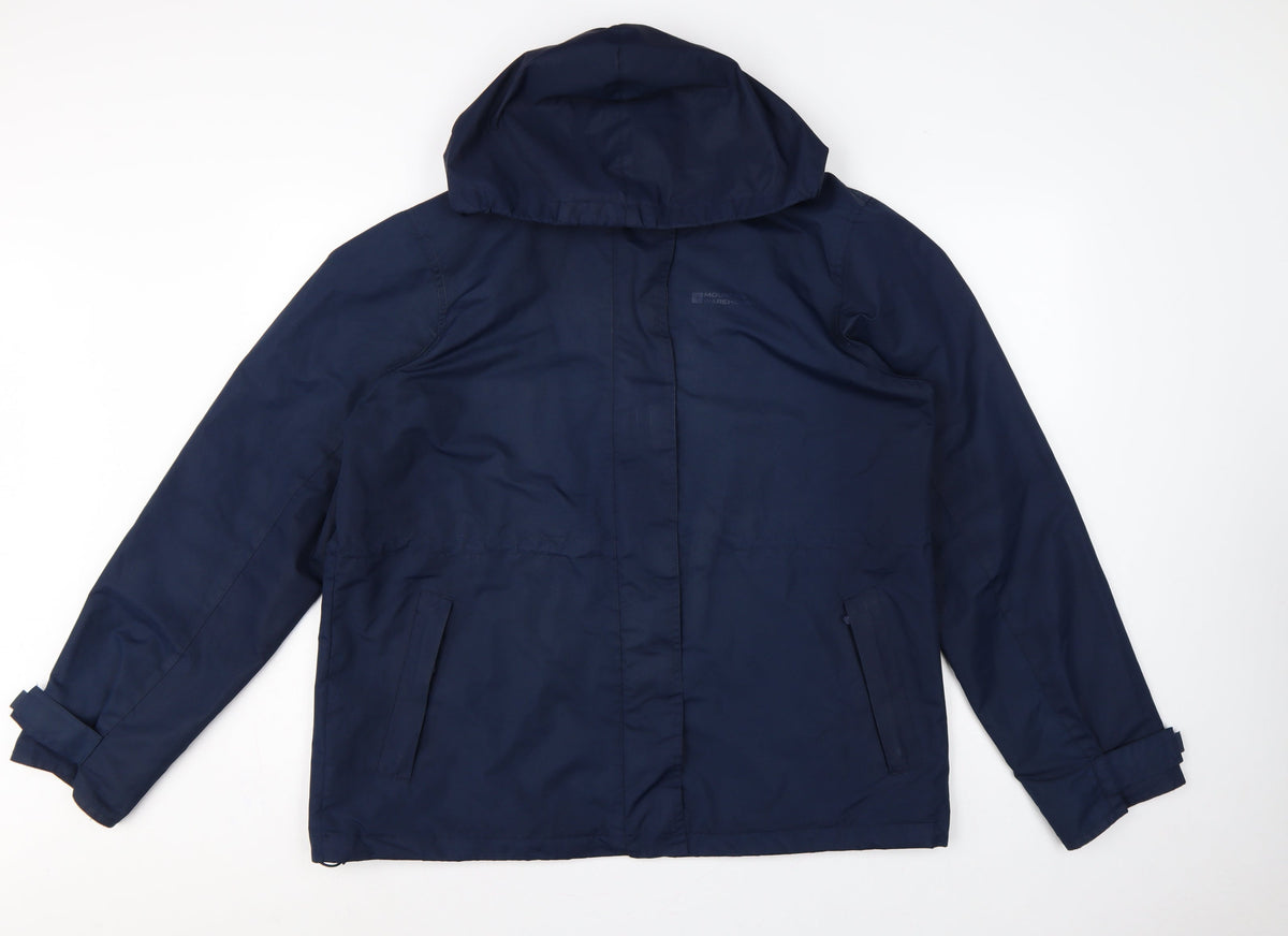 Mountain Warehouse Women’s Blue UK 16 Hooded Water Resistant Rain Jacket