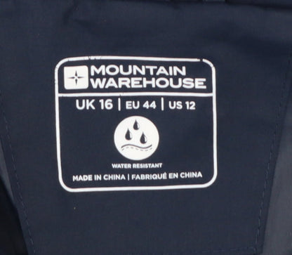Mountain Warehouse Women’s Blue UK 16 Hooded Water Resistant Rain Jacket