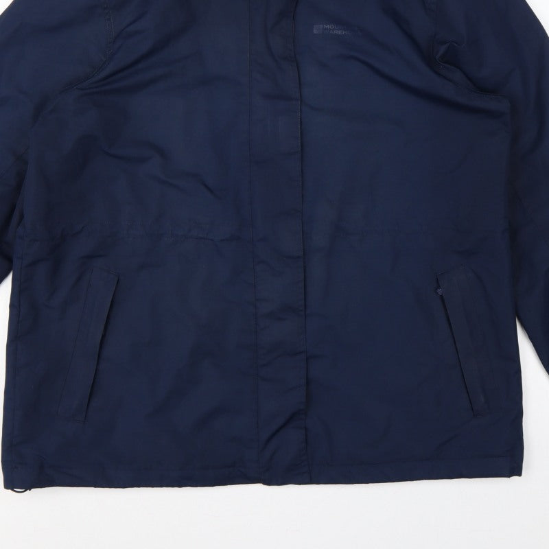 Mountain Warehouse Women’s Blue UK 16 Hooded Water Resistant Rain Jacket
