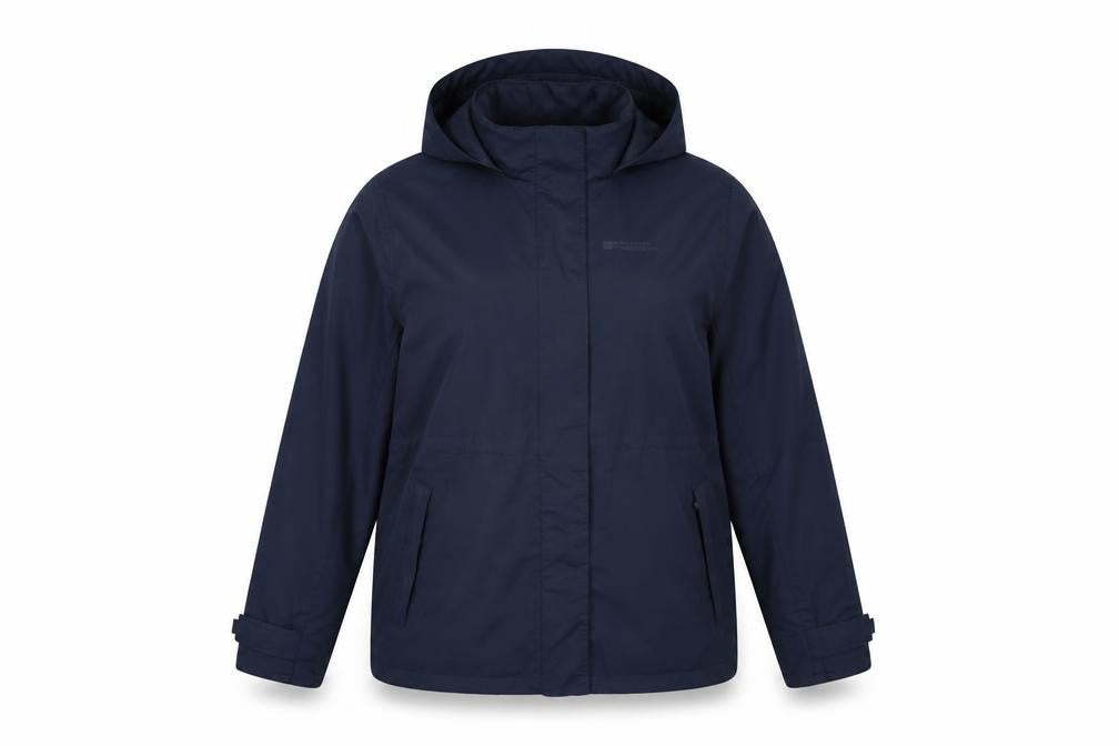 Mountain Warehouse Women’s Blue UK 16 Hooded Water Resistant Rain Jacket