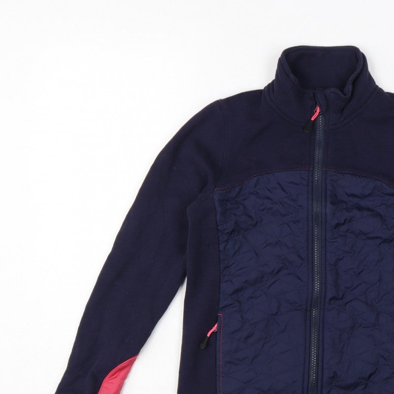 Decathlon Girls Blue Pink 12 Years Quilted Full Zip Riding Jacket
