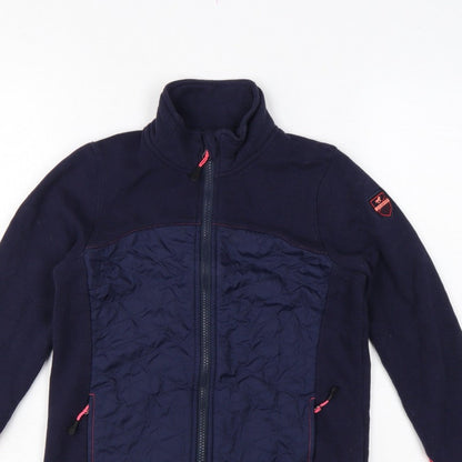 Decathlon Girls Blue Pink 12 Years Quilted Full Zip Riding Jacket