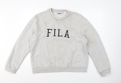 Fila Women Grey XL/16 Logo Pullover Crew Neck Sweatshirt