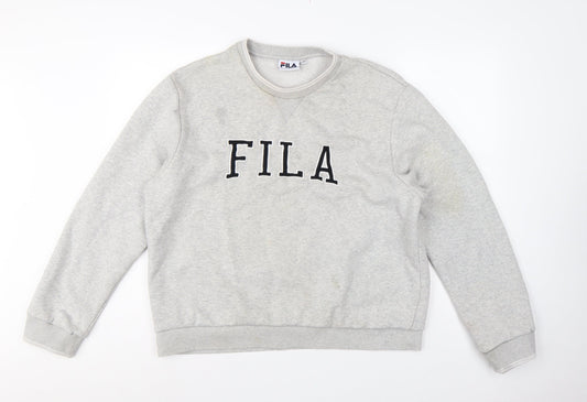 Fila Women Grey XL/16 Logo Pullover Crew Neck Sweatshirt