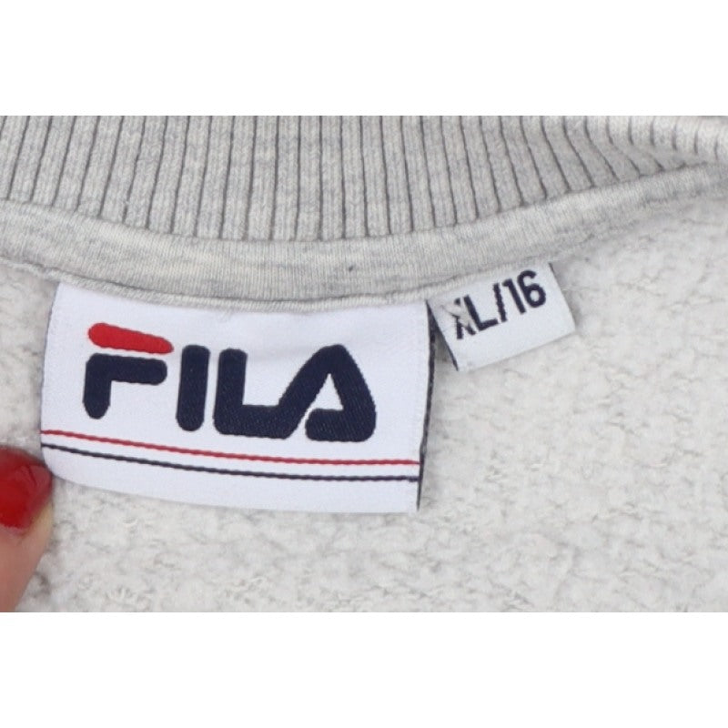Fila Women Grey XL/16 Logo Pullover Crew Neck Sweatshirt