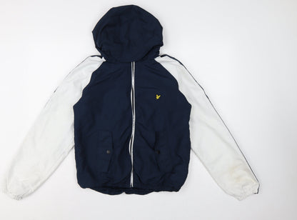 Lyle & Scott Boys Blue White Hooded Windbreaker Jacket 14-15 Years