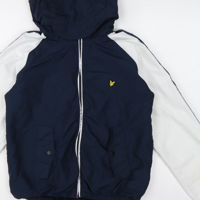 Lyle & Scott Boys Blue White Hooded Windbreaker Jacket 14-15 Years