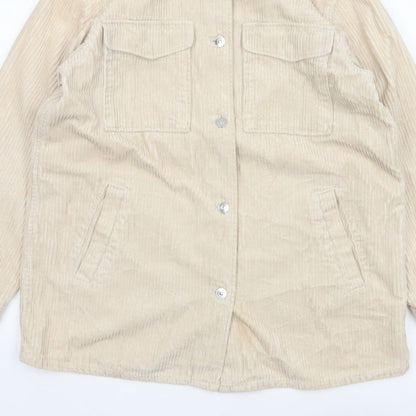 H&M Men’s Beige Corduroy Button Jacket Size S Collared Utility