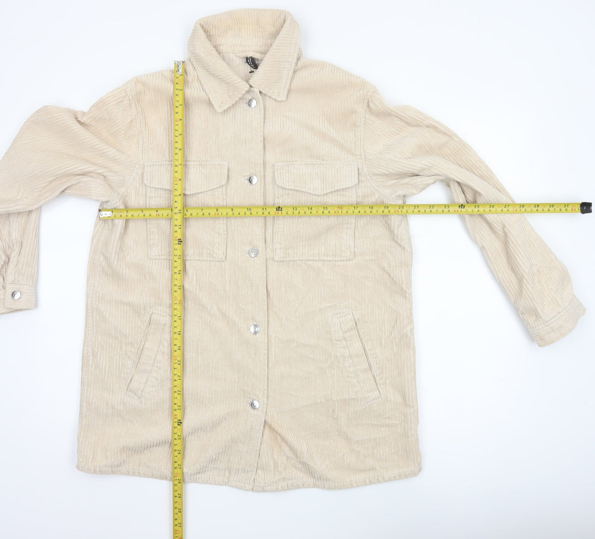 H&M Men’s Beige Corduroy Button Jacket Size S Collared Utility