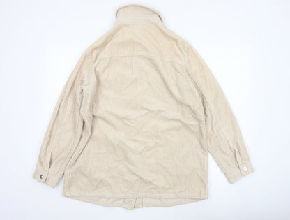 H&M Men’s Beige Corduroy Button Jacket Size S Collared Utility