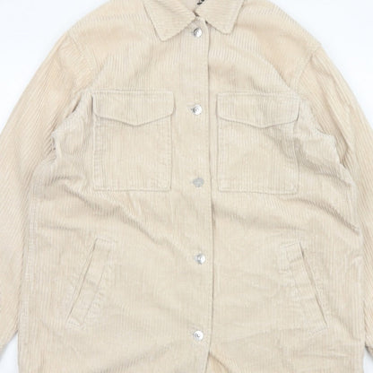 H&M Men’s Beige Corduroy Button Jacket Size S Collared Utility