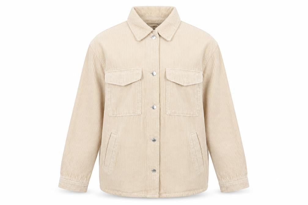 H&M Men’s Beige Corduroy Button Jacket Size S Collared Utility