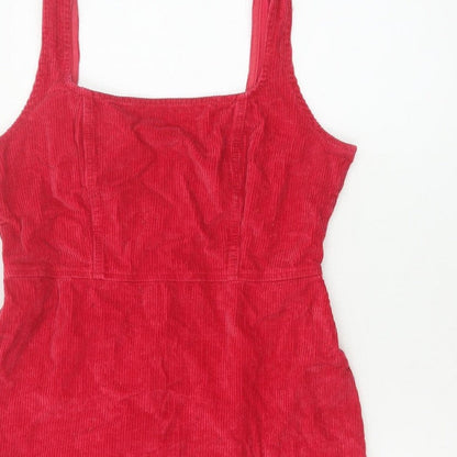 ASOS Design Women Red UK 14 Corduroy Bodycon Mini Dress Square Neck