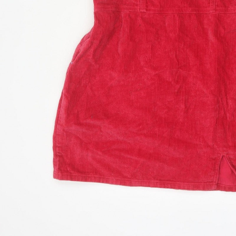 ASOS Design Women Red UK 14 Corduroy Bodycon Mini Dress Square Neck